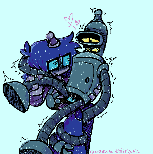 ms paint drawing of lucy pegging bender, benders arms are wrapped all around them