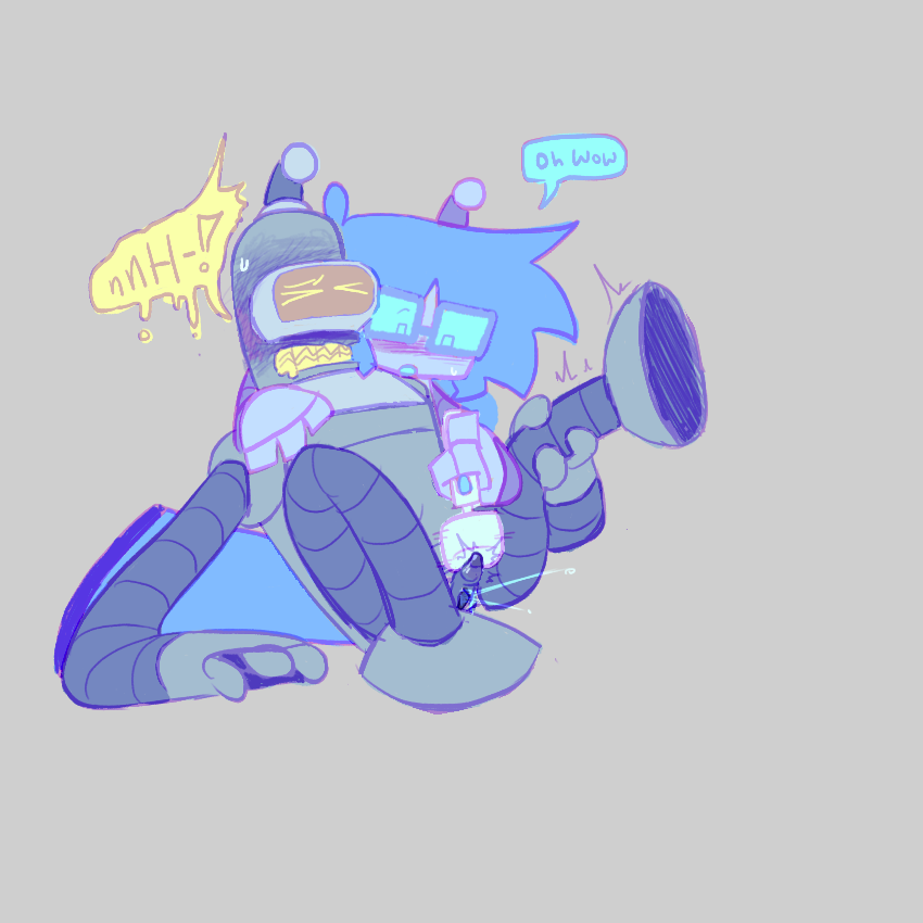 bender with his legs spread, blushing and squirting while lucy holds him and angles a vibrator on his clit 
bender - “nnH-!”
lucy - “oh wow”