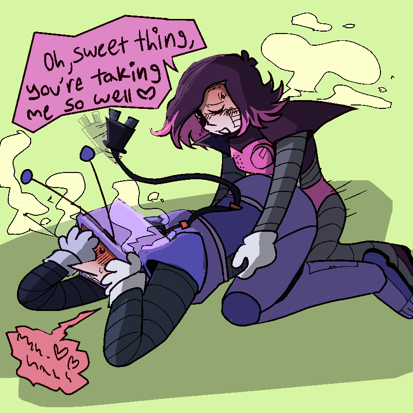 mettaton screwin tenna. mettas holding his side while tenna covers his face. both are leaking steam out of their chassis. 
mettaton - “oh, sweet thing, you’re taking me so well”
tenna - “mh- mnn”