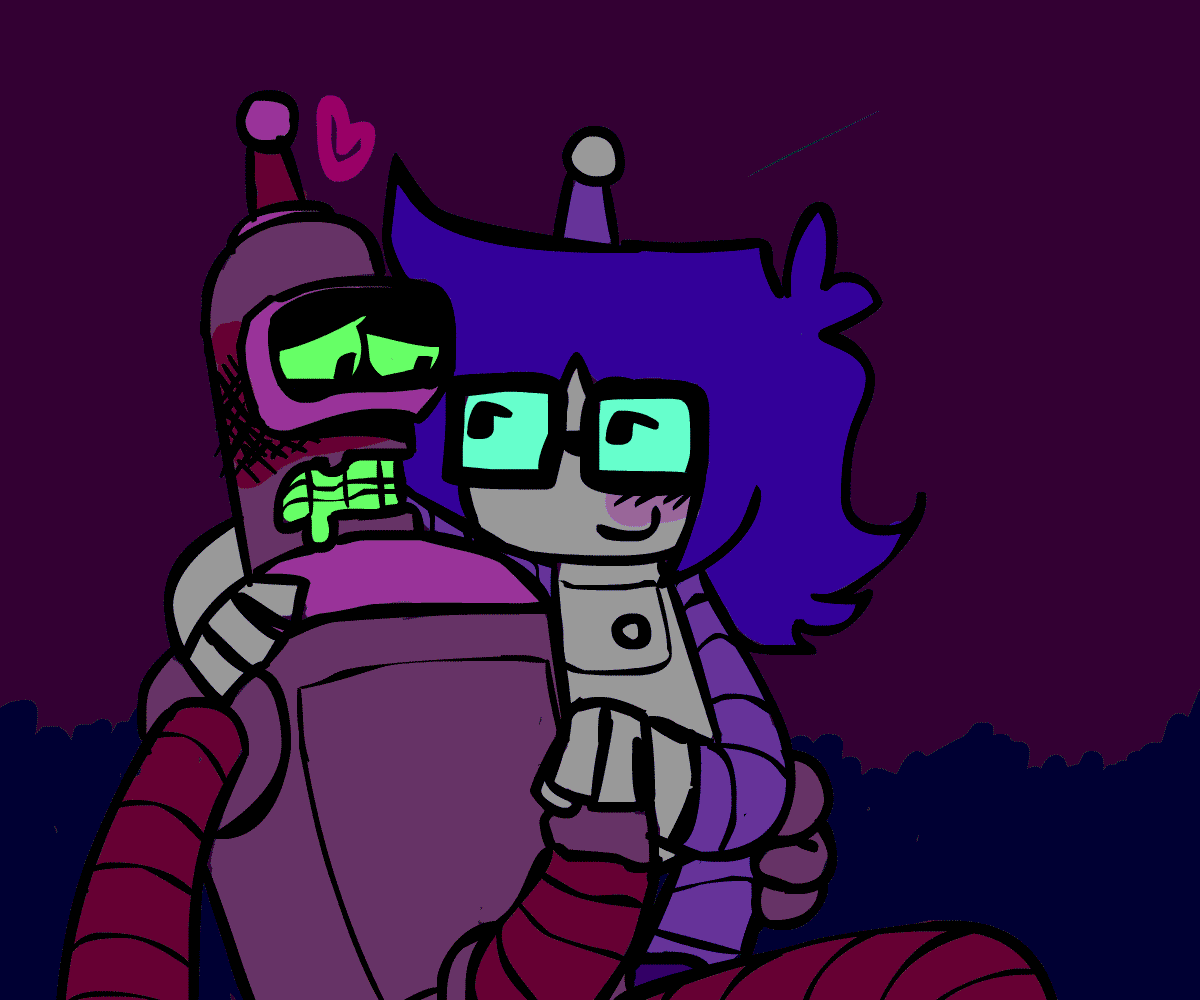 gif of luce trailing a finger around the head of benders cock, while he puffs out steam.