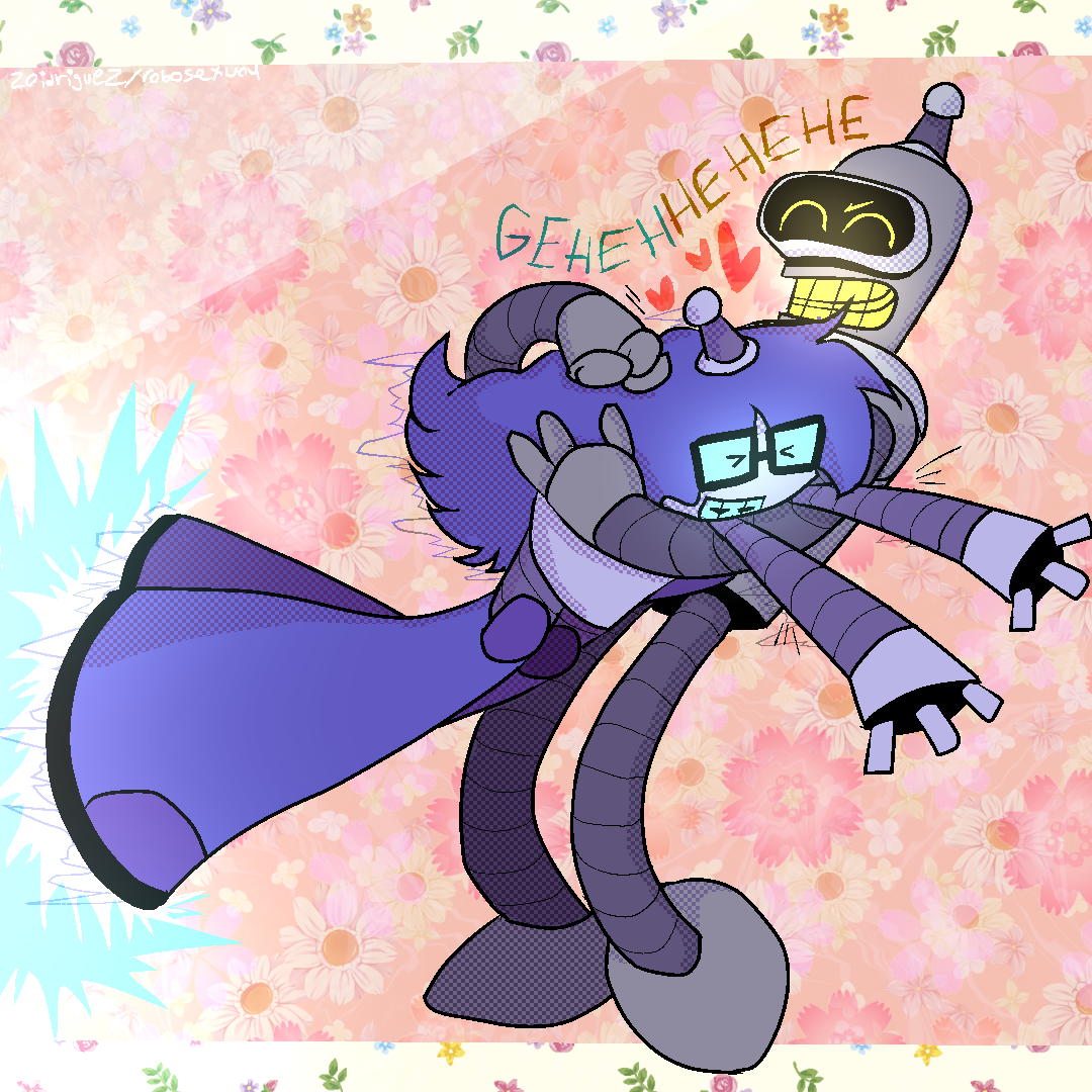 luce flying into benders arms happily, bender is giving them a noogie and they’re both giggling