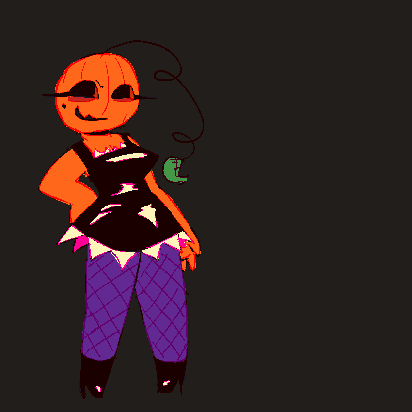 autumn, a pumpkin headed goth girl oc